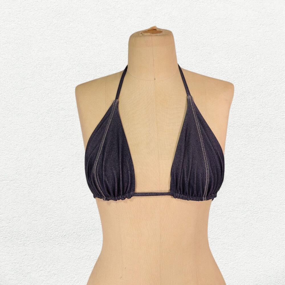 Monday Swimwear Palma Bikini Top in Blue Denim